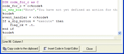 Quick Dialog Insert Code